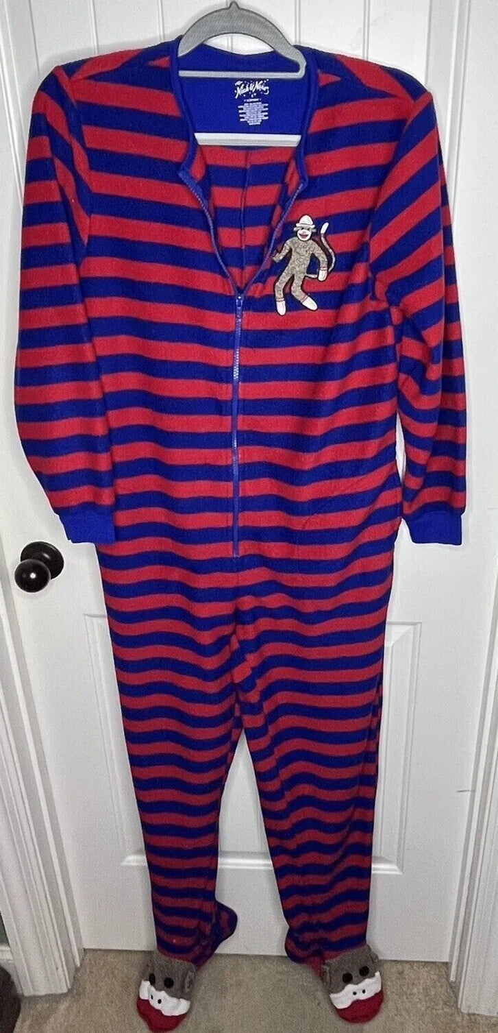Red Blue Striped Footed Pajamas G177991