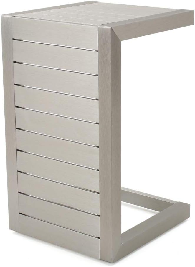 Silver Aluminum C-Shaped End Table I556745