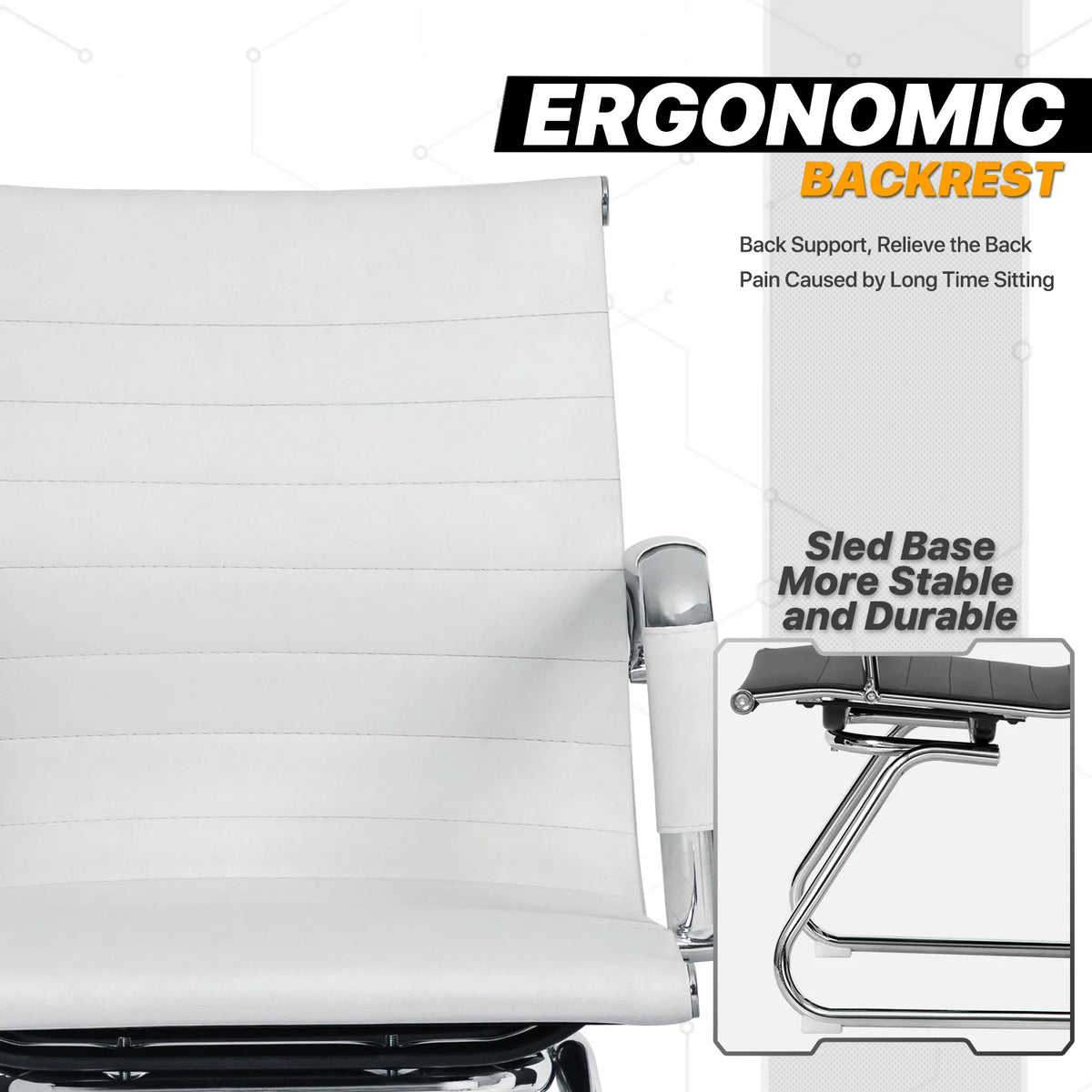 White PU Leather Mid Back Office Chair Q300