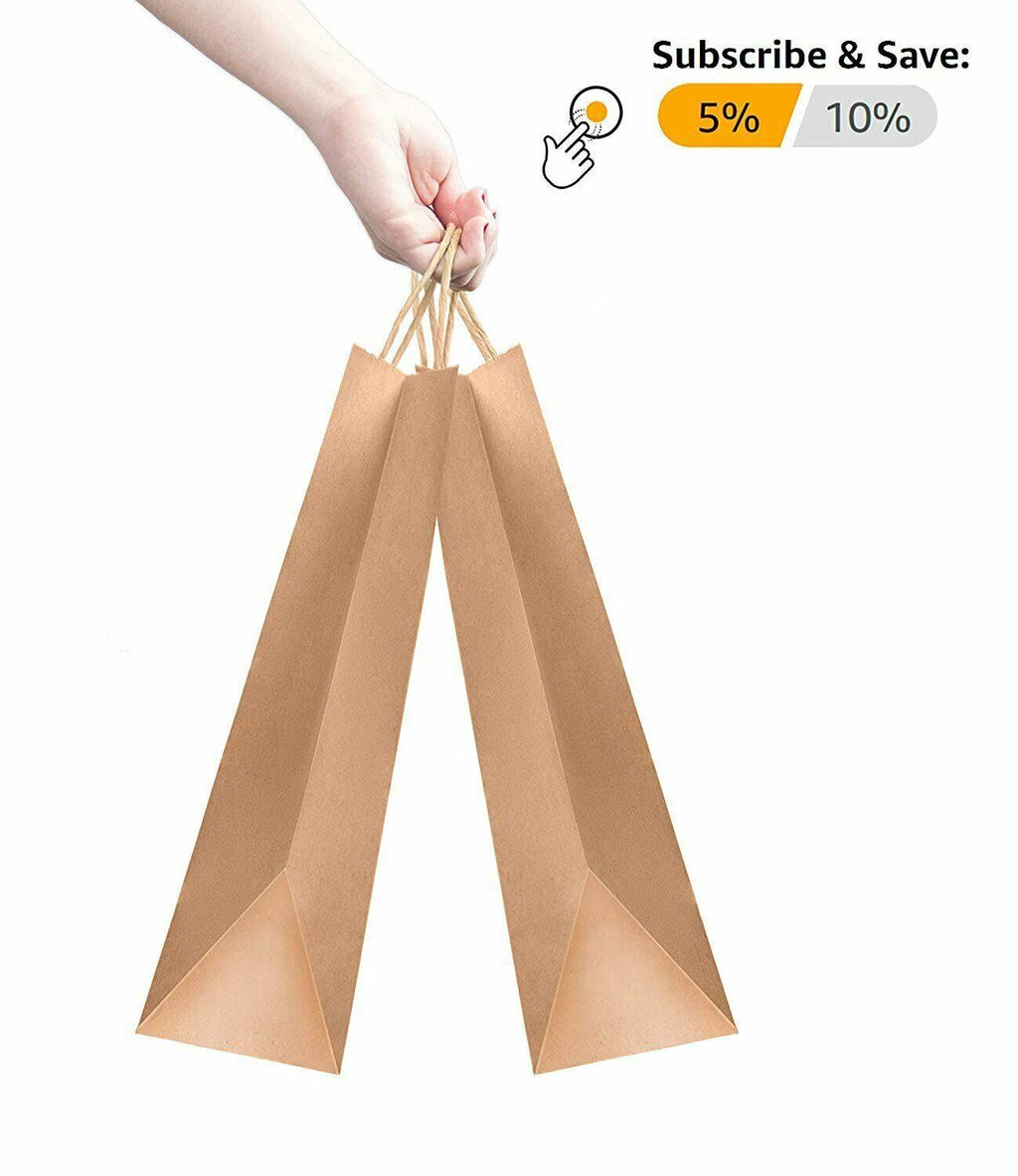 250 Brown Kraft Paper Shopping Bags 8 x 4.75 x 10.5 N167203