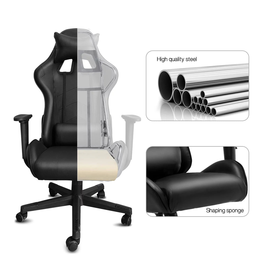 Black Ergonomic Reclining Gaming Chair with Lumbar Support S256973