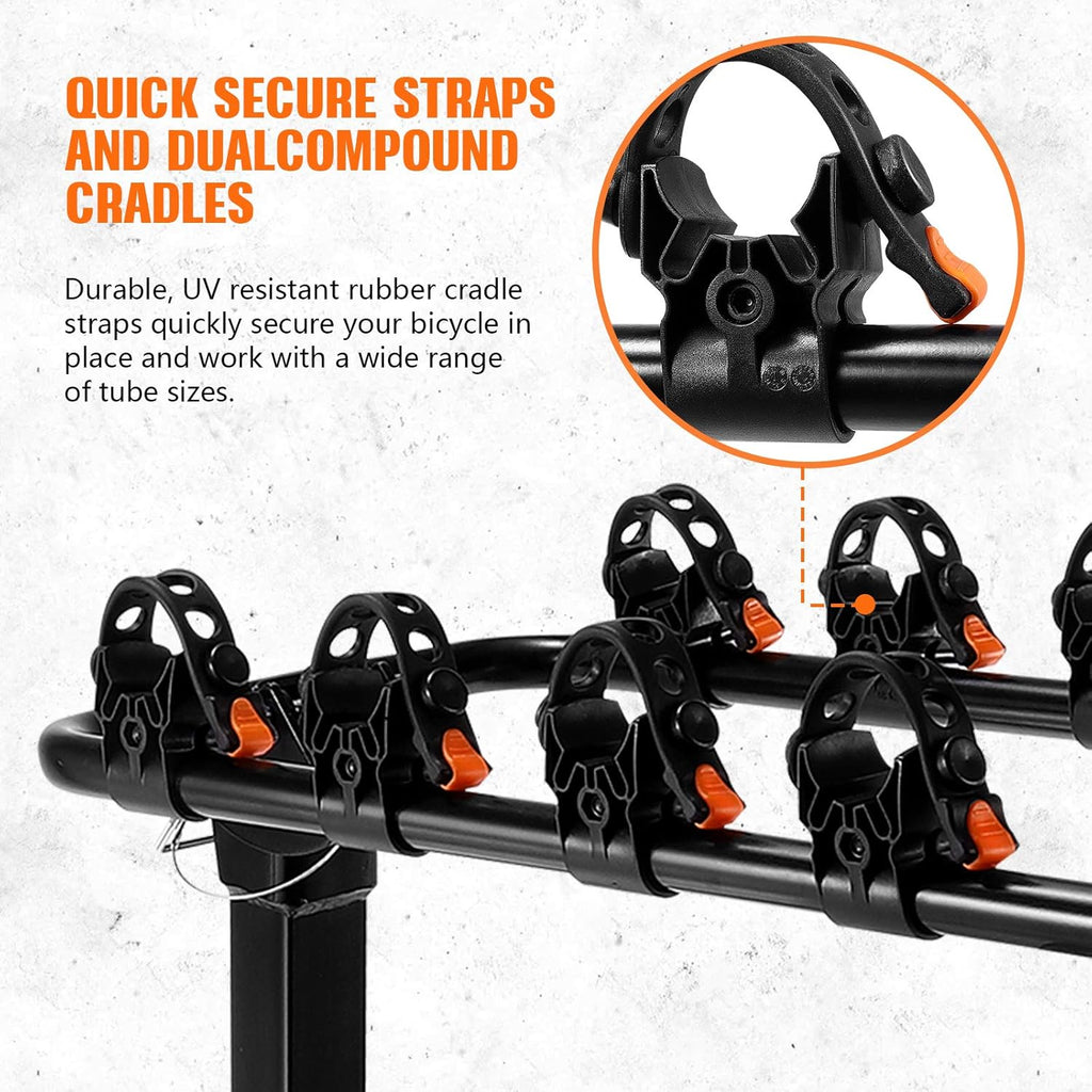 Black 2 inch Hitch Mount Double Foldable Bike Rack C598