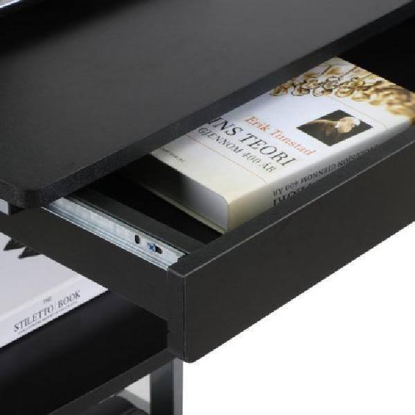 Compact Rolling Laptop Cart Desk with Drawer and Shelf G455968