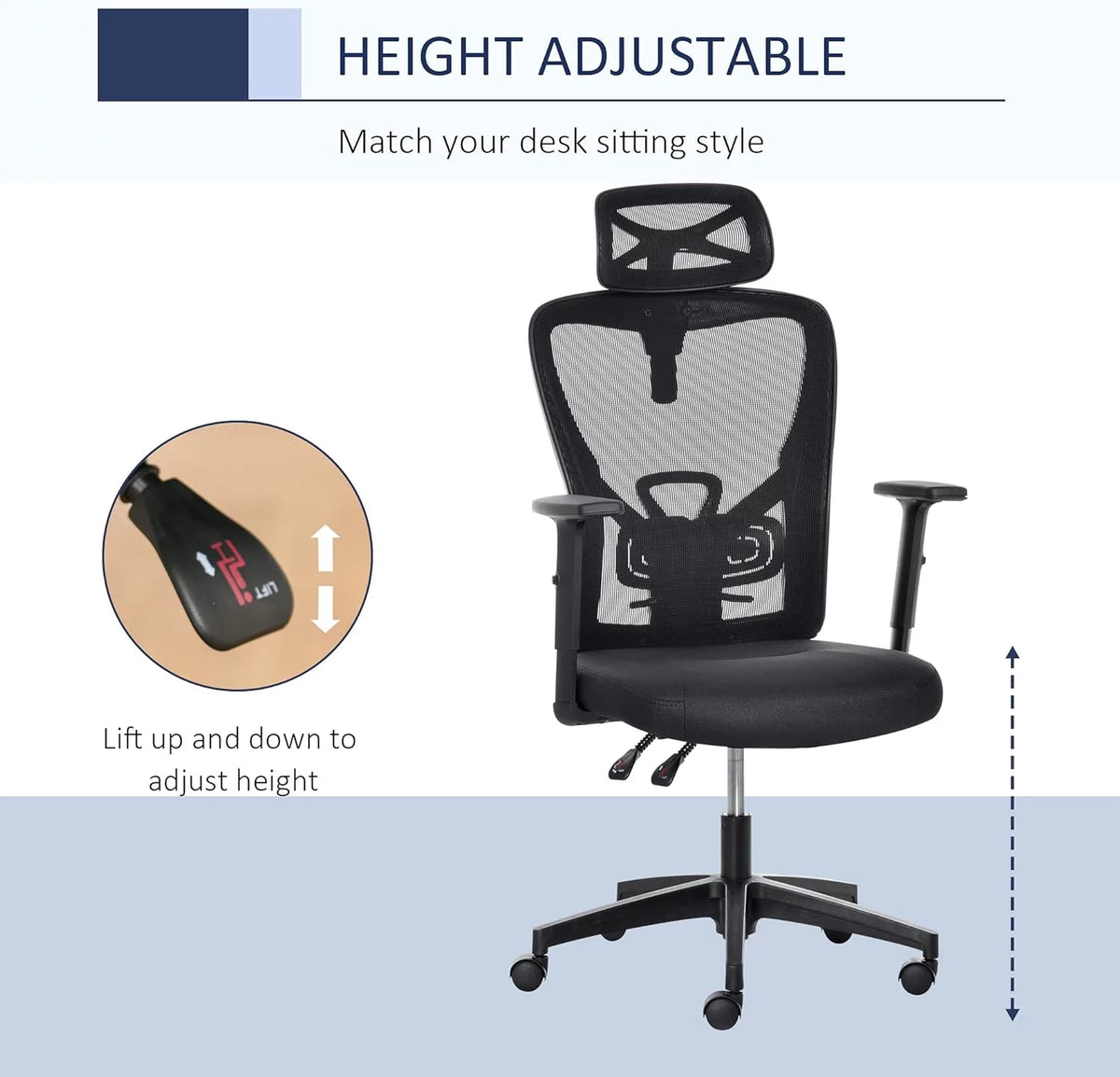 Black Ergonomic Mesh Office Chair with Lumbar Support P830791