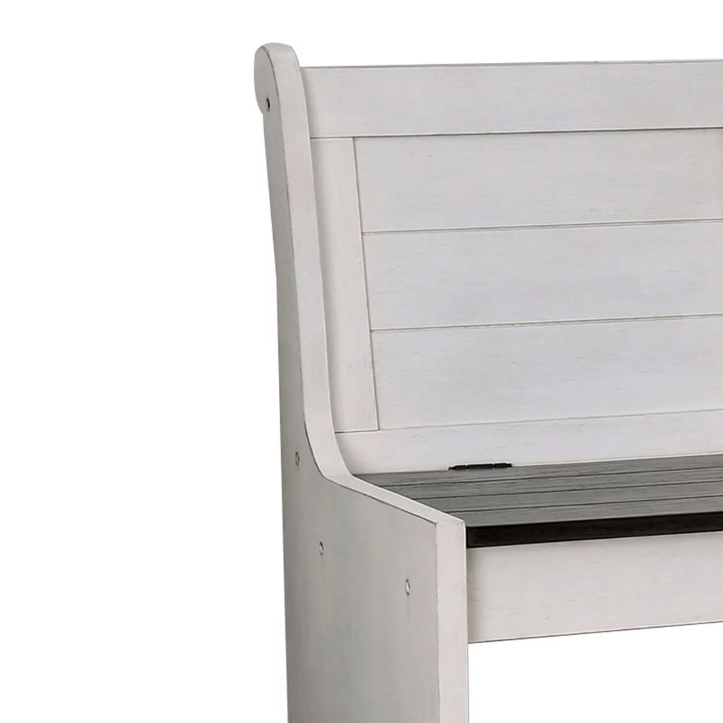 White and Black Wooden Counter Height Bench with Lift Top Seat S524279