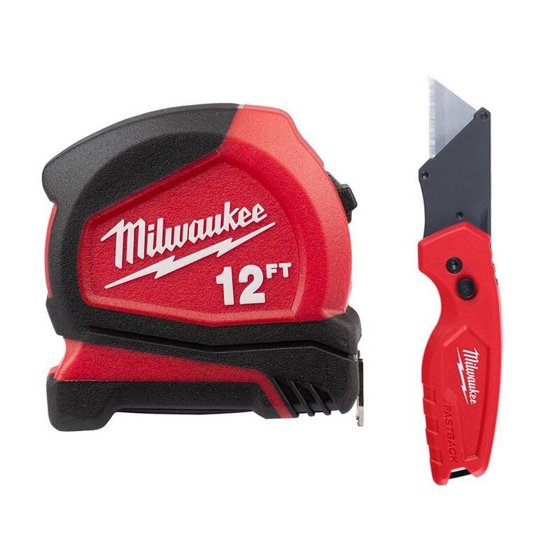 12 ft. Compact Tape Measure with Folding Utility Knife Z419366