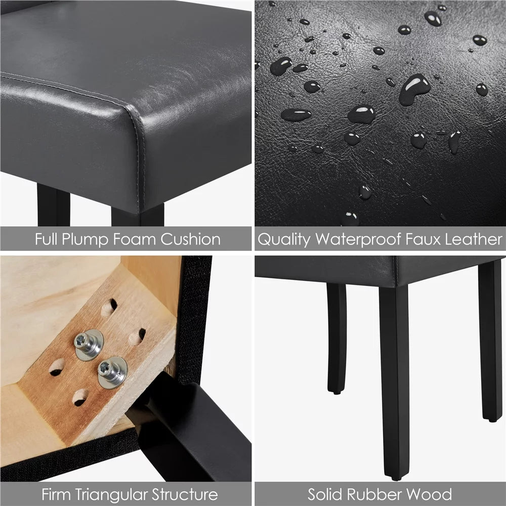 Faux Leather Dining Chairs with Wood Legs Set of 6 Gray U983