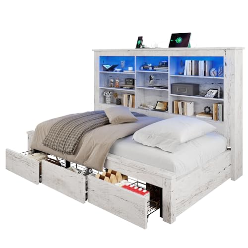Twin Wood Daybed with Bookcase Headboard and 3 Drawers H427580