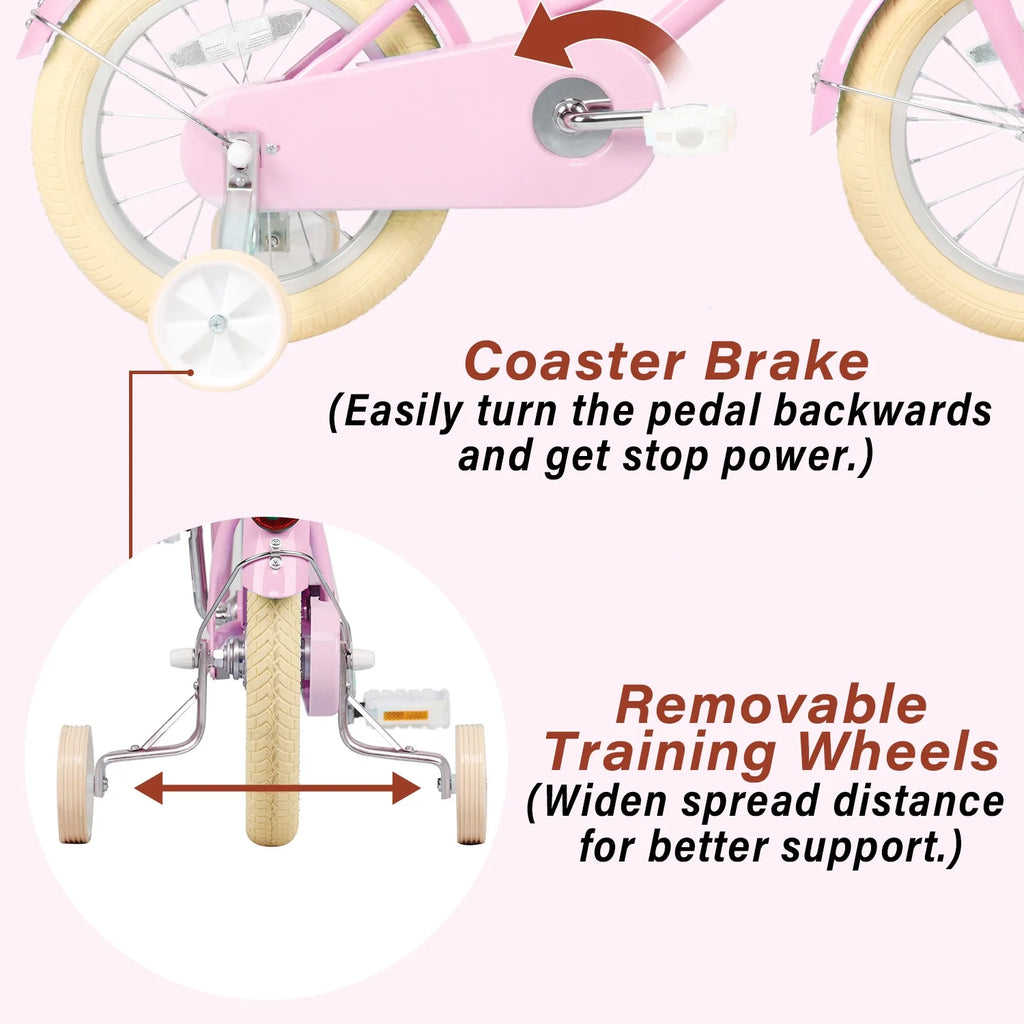 20 Inch Kids Bike with Bell and Training Wheels, Pink F94691