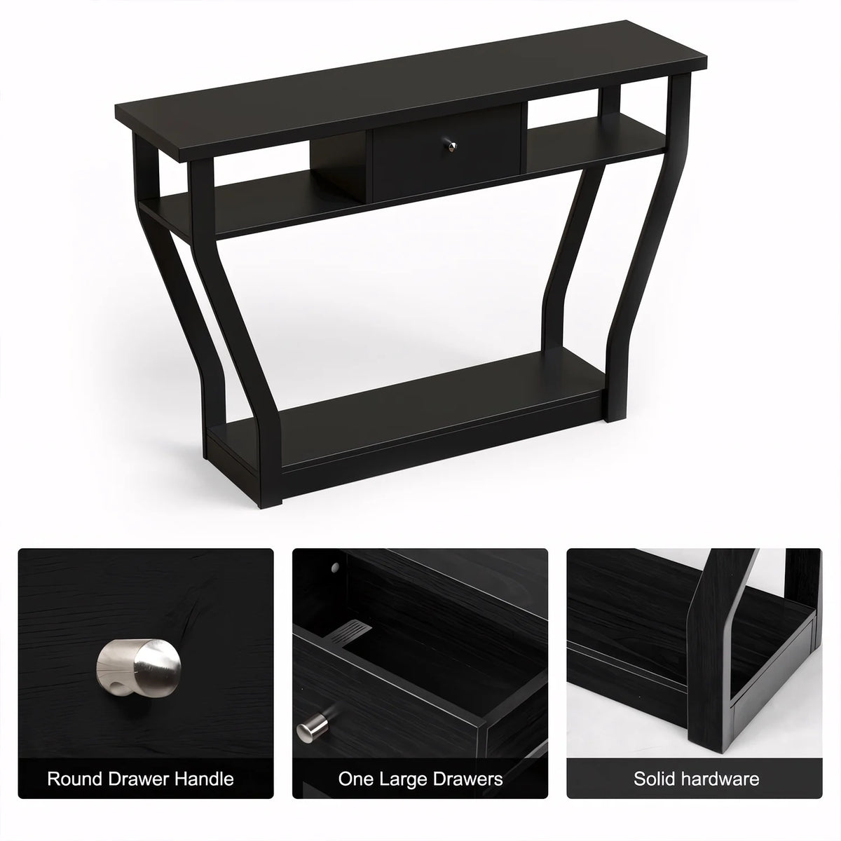 Black Sofa Accent Table with Drawer J8261