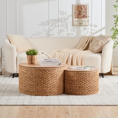 Set of 2 Wicker Rattan Coffee Table with Storage N890