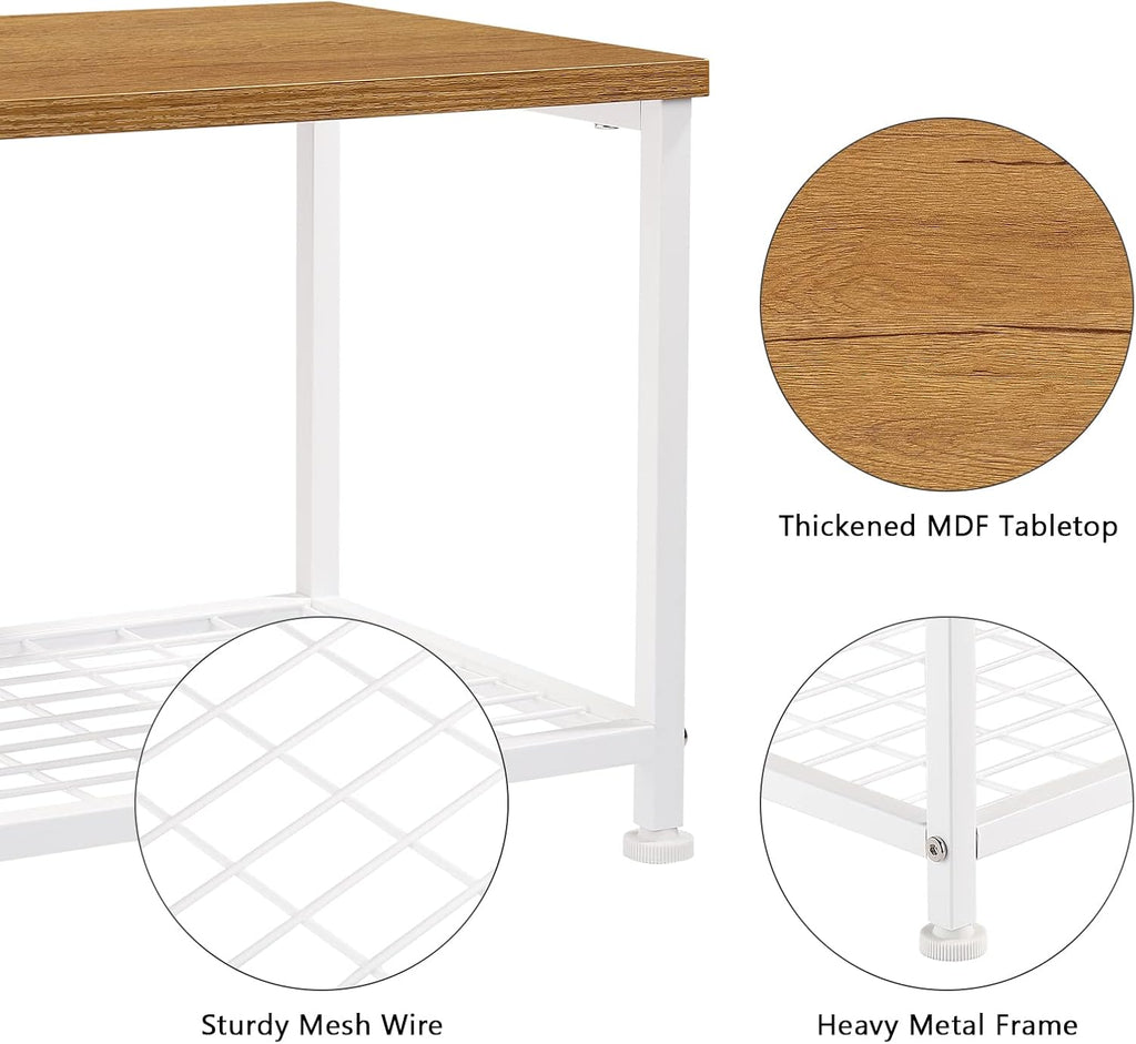 Rustic Brown and Black 2 Tier Printer Stand with Lockable Casters O3527