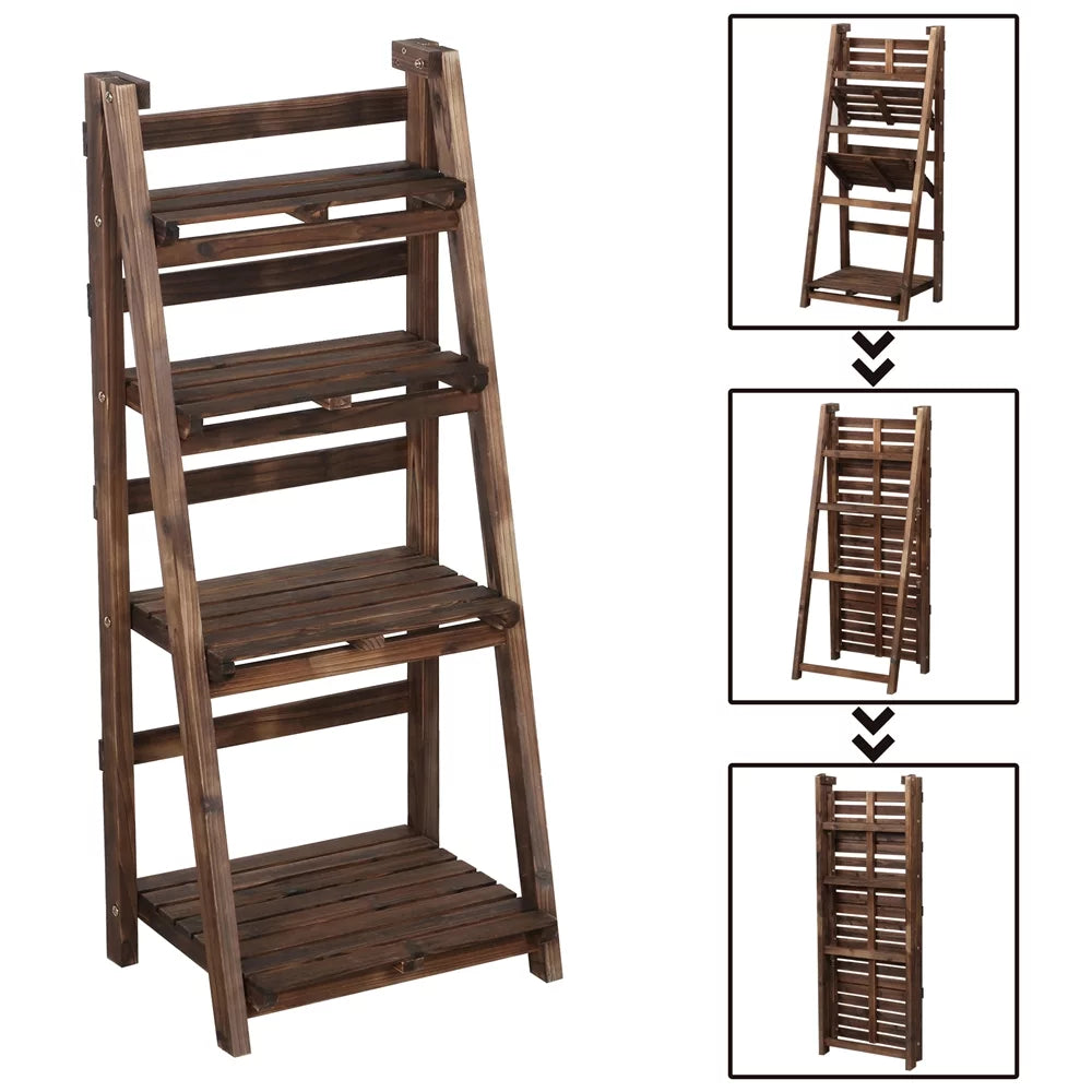 4 Tier Foldable Wooden Plant Stand U1270
