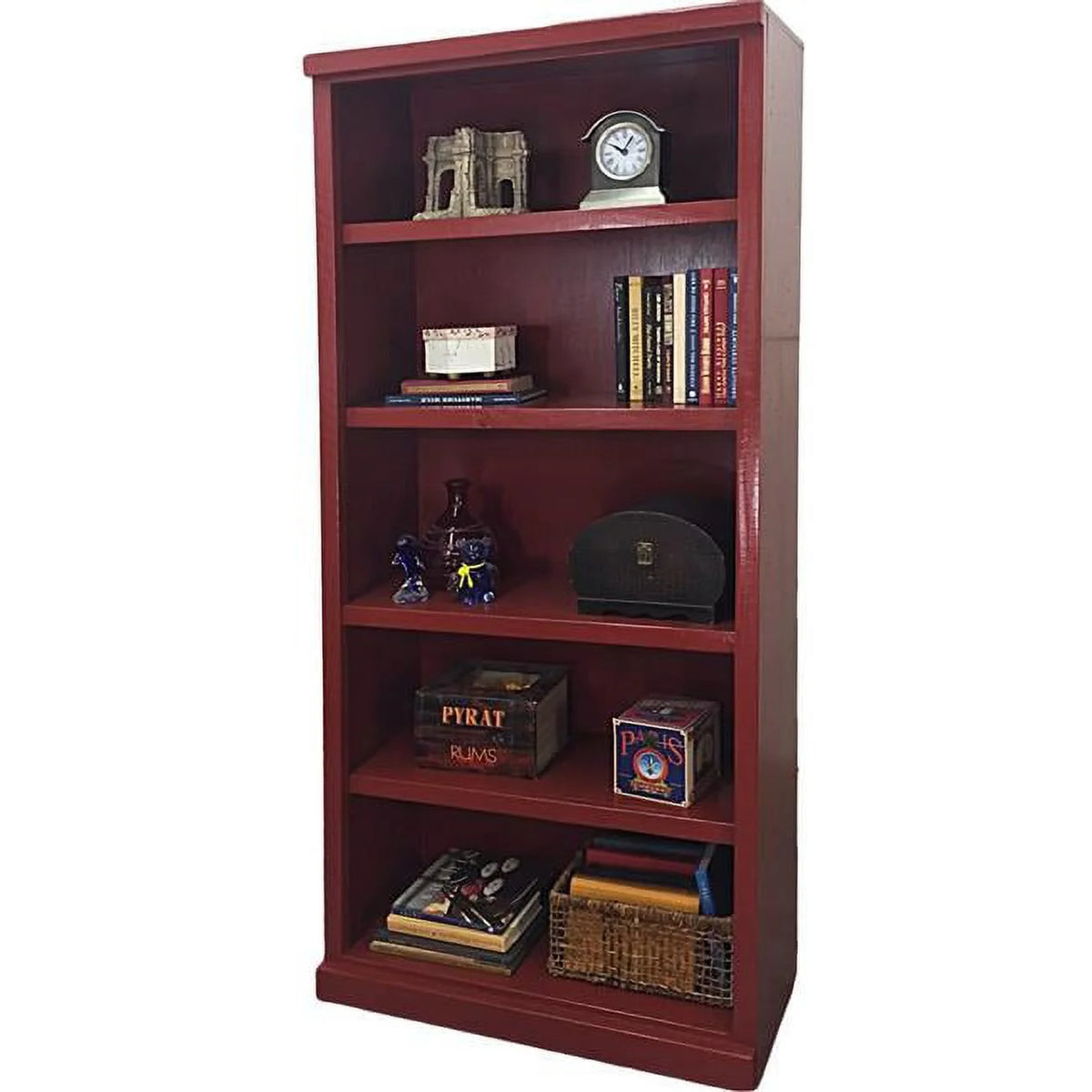 Rustic Bookcase with 3 Adjustable Wood Shelves P661835