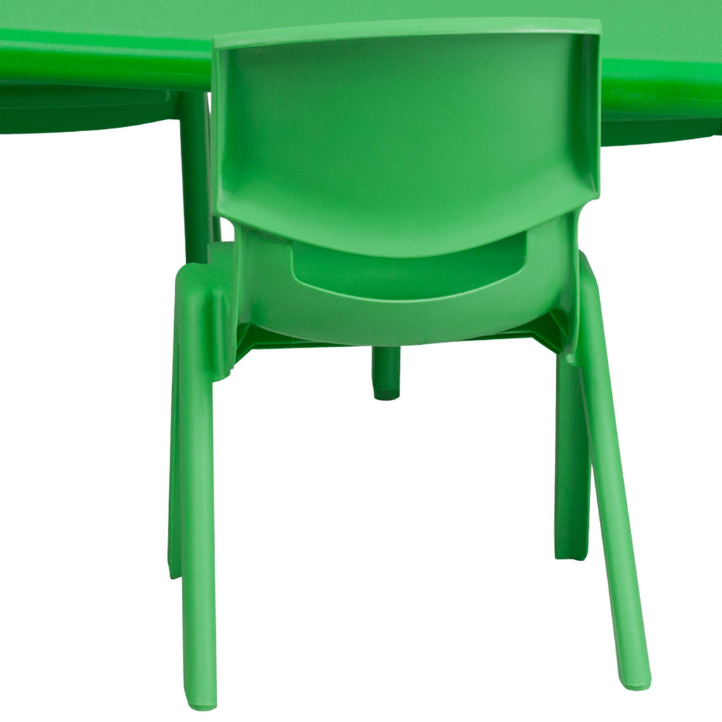Green Plastic Height Adjustable Activity Table Set with 4 Chairs X92962