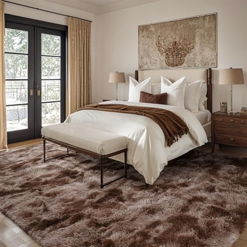 6x9 Ft Large Shag Black Rug E7147